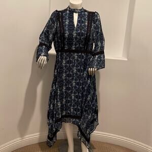 Modcloth Asymmetrical Dress Blue Floral Size 2X BNWOT